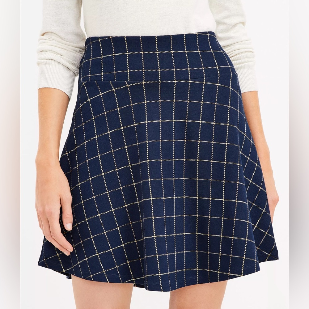LOFT Plaid Pull On Flippy Skirt NWOT - Picture 2 of 8